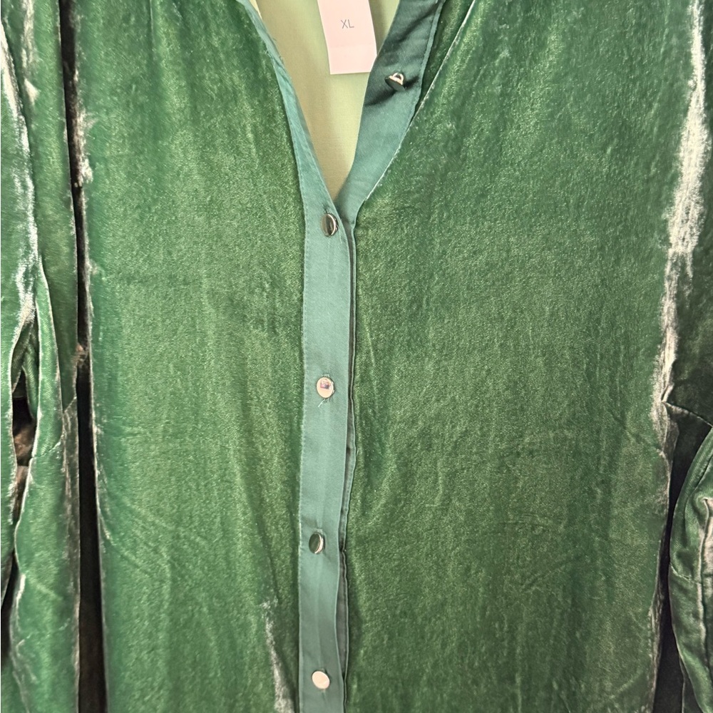 Talbots Emerald Green Velvet Shirt Dress Size XL NWT - Picture 3 of 7